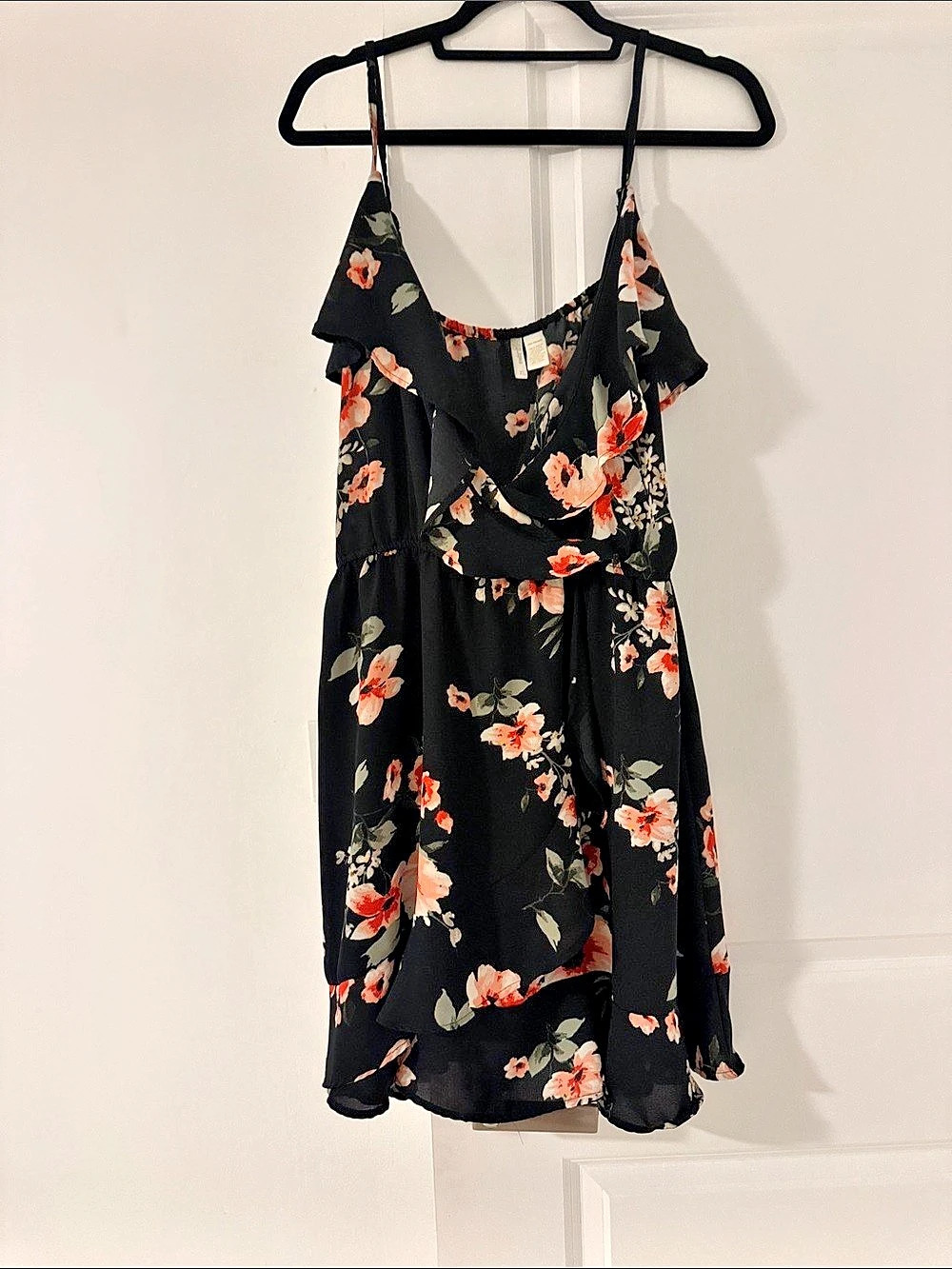 Japna Floral Mini Dress in Black & Pink Size XL Like New